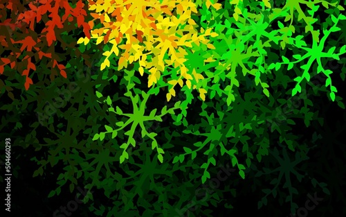 Dark Green, Red vector abstract design with flowers, leaves.