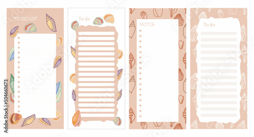 Cute marine life To do planner template. Daily sea life check list. Colorful cartoon vector illustration