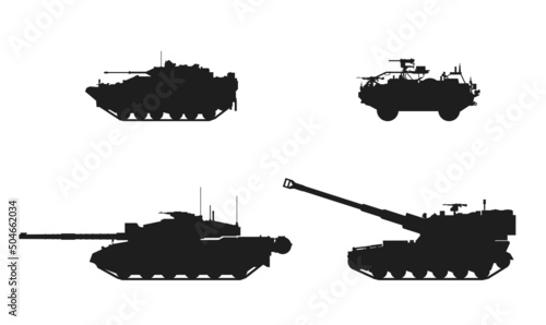 Print op canvas british army military vehicle equipment set