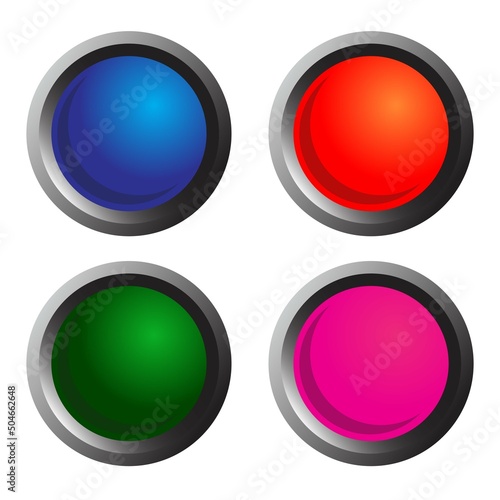 Free Download 3D round button color set vector design - GFXLoad