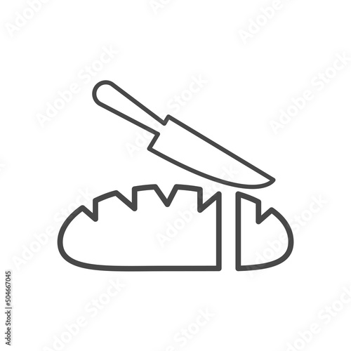Vector linear icon with bread and knife