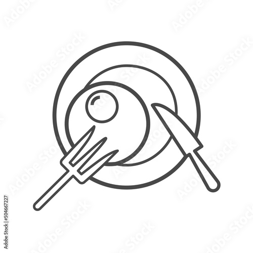 Vector linear icon with scrambled eggs