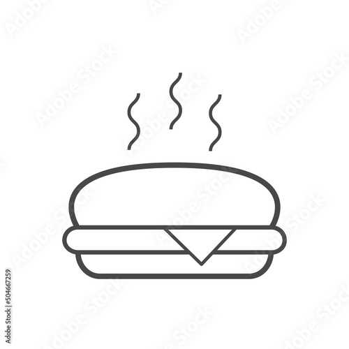 Vector linear icon with warm burger
