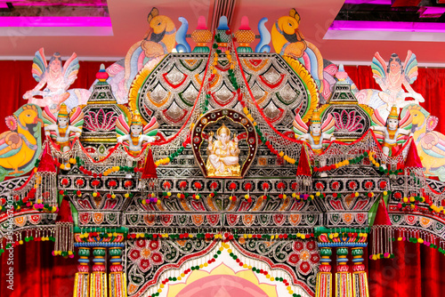 Indian Hindu wedding temple interiors and decorations