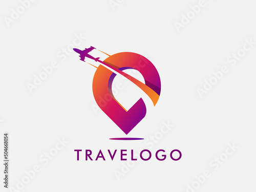 transportation and traveling agency vector logo design with Pin, logo that usable for ticketing.transportation. vacation agency