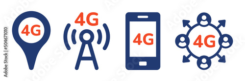4G icon set. 4G internet speed connection vector illustration.