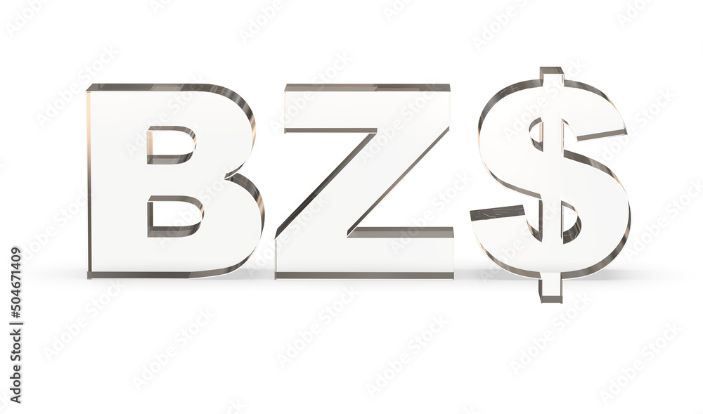 Belize dollar or BZD currency symbol of Belize made with Glass - 3d Illustration, 3d rendering Belize dollar or BZD currency symbol of Belize made with Glass - 3d Illustration, 3d rendering