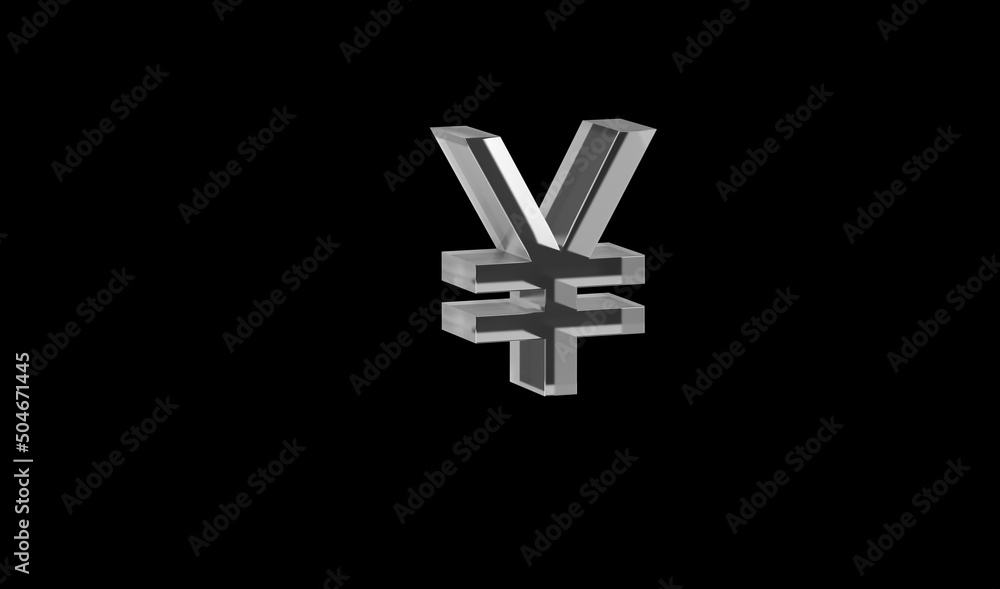 Obraz premium Chinese Yuan Renminbi or CNY currency symbol of china made with Glass - 3d Illustration, 3d rendering