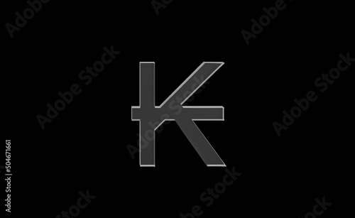 Laos kip or LAK currency symbol of Laos made with Glass - 3d Illustration, 3d rendering