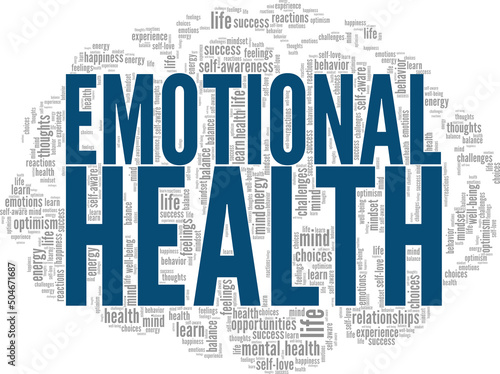 Emotional Health word cloud conceptual design isolated on white background.