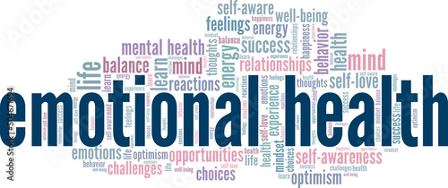 Emotional Health word cloud conceptual design isolated on white background.