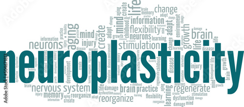 Neuroplasticity word cloud conceptual design isolated on white background.