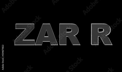 South African rand or ZAR currency symbol of South Africa made with Glass - 3d Illustration, 3d rendering 