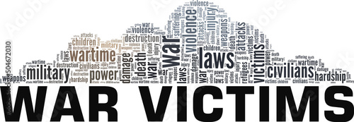 War Victims word cloud conceptual design isolated on white background.