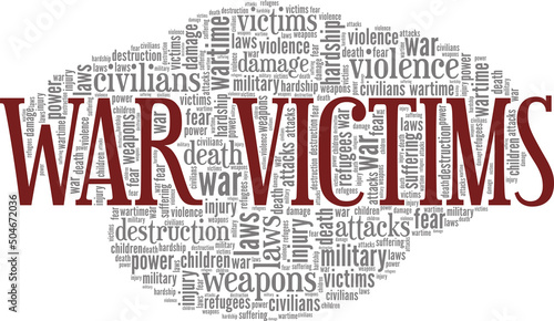 War Victims word cloud conceptual design isolated on white background.
