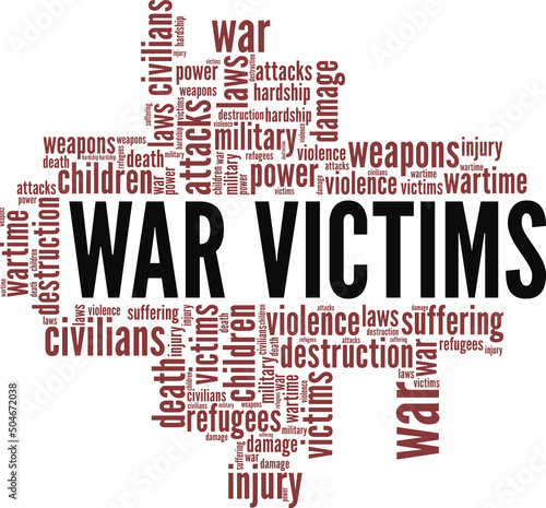 War Victims word cloud conceptual design isolated on white background.