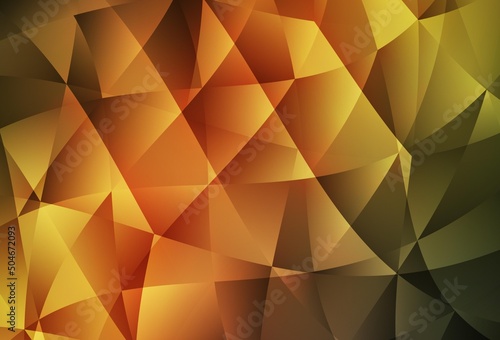Dark Green  Yellow vector polygon abstract background.