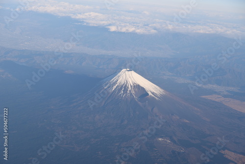 機上から初冬の富士山