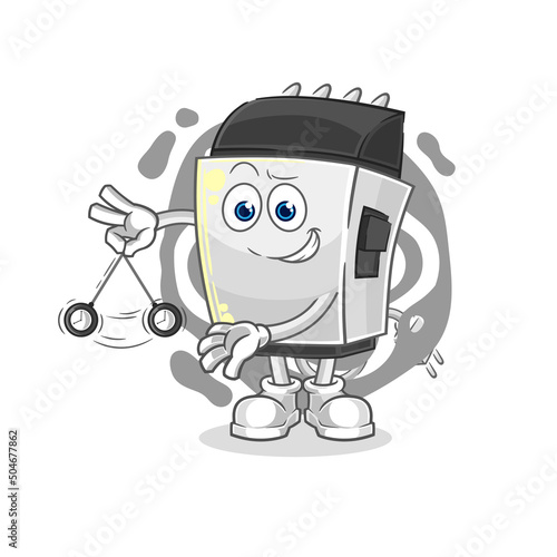 hair clipper hypnotizing cartoon. cartoon mascot vector