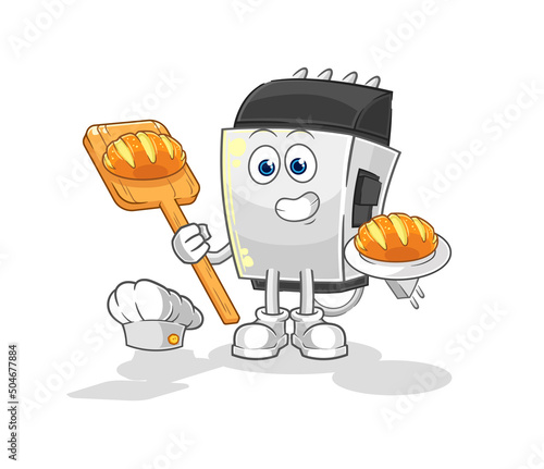 hair clipper baker with bread. cartoon mascot vector