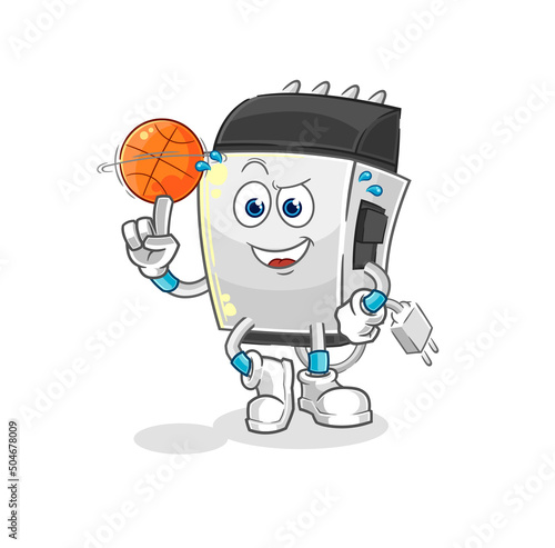 hair clipper playing basket ball mascot. cartoon vector