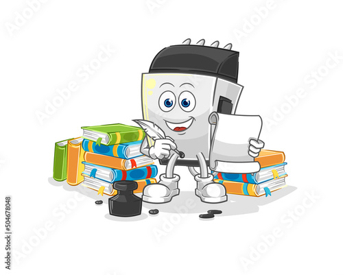 hair clipper writer vector. cartoon character