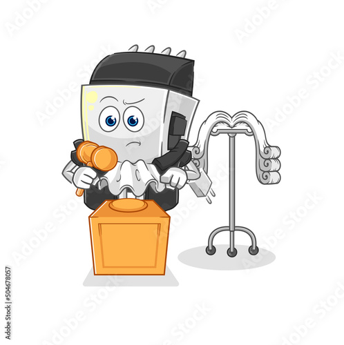hair clipper judge holds gavel. character vector
