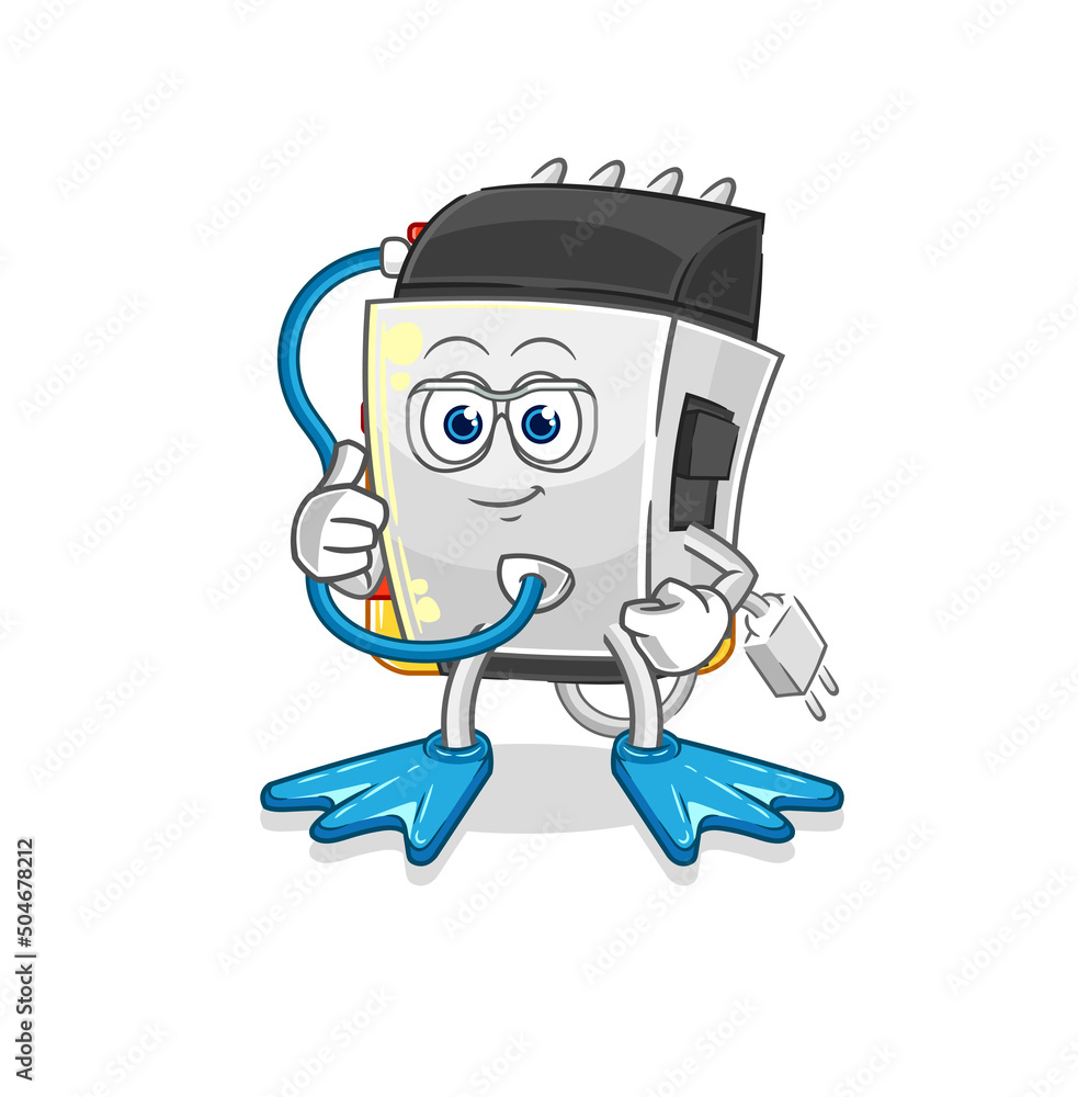 hair clipper diver cartoon. cartoon mascot vector