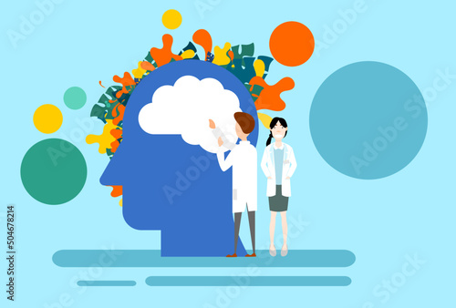 Mental health care. Flat design vector illustration.