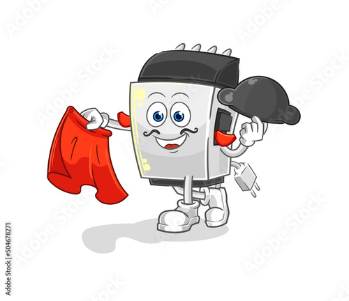 hair clipper matador with red cloth illustration. character vector