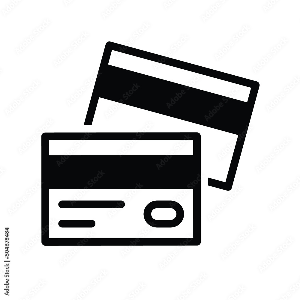 Credit card icon. Simple flat style. Business pay concept. Two cards on top of each other. Vector illustration isolated on white background. EPS 10.