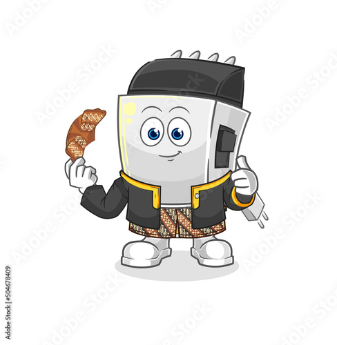 hair clipper Javanese character. cartoon mascot vector