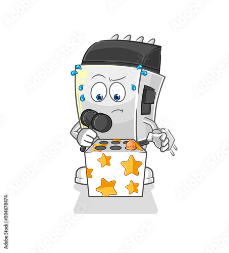 hair clipper play whack a mole mascot. cartoon vector