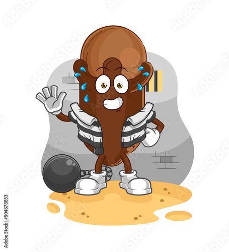 clove criminal in jail. cartoon character