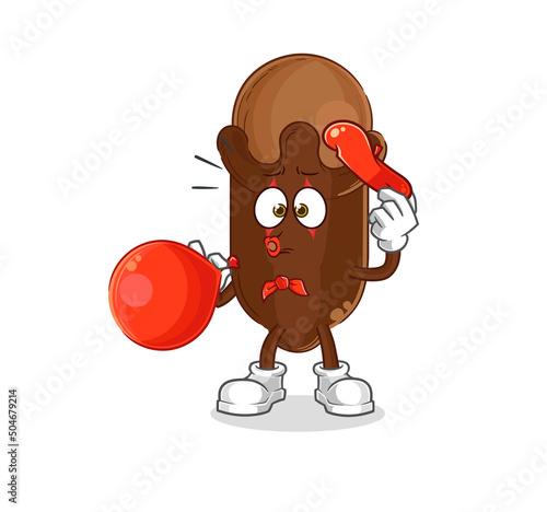 clove pantomime blowing balloon. cartoon mascot vector