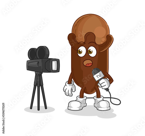 clove tv reporter cartoon. cartoon mascot vector