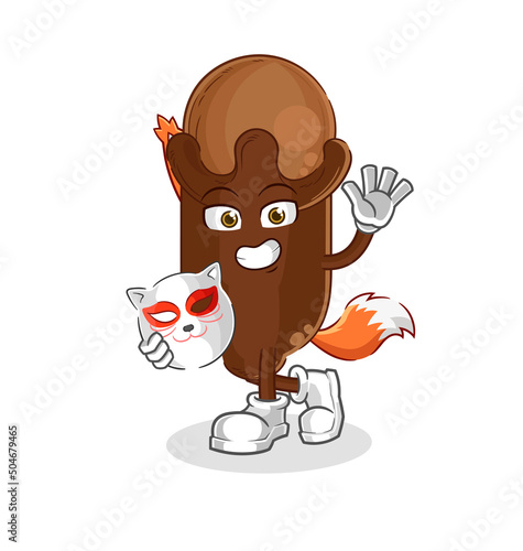 clove japanese fox character. cartoon mascot