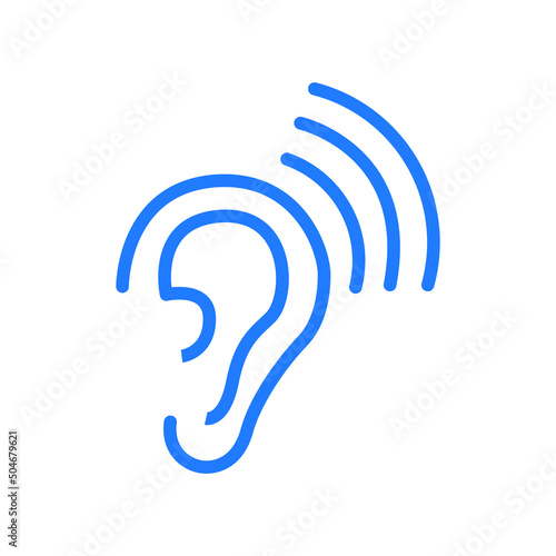 Ear icon. Simple outline style. Hearing, listen symbol. Thin line vector illustration isolated on white background. EPS 10.