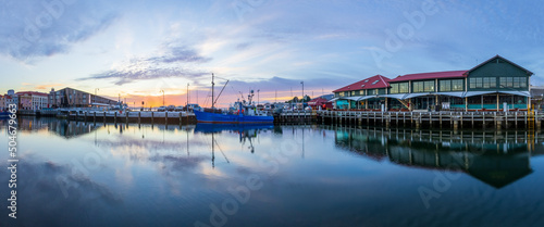 Victoria Dock Hobart Australia at sunrise.