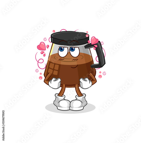 coffee machine shy vector. cartoon character