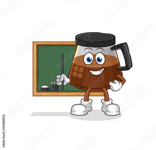 coffee machine teacher vector. cartoon character