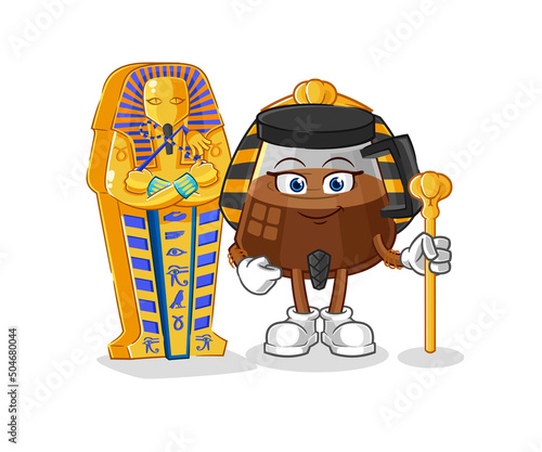 coffee machine ancient egypt cartoon. cartoon mascot vector