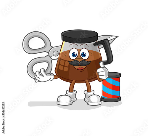 coffee machine barber cartoon. cartoon mascot vector