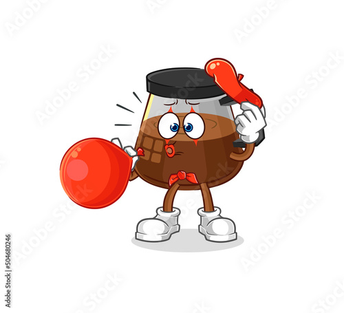 coffee machine pantomime blowing balloon. cartoon mascot vector