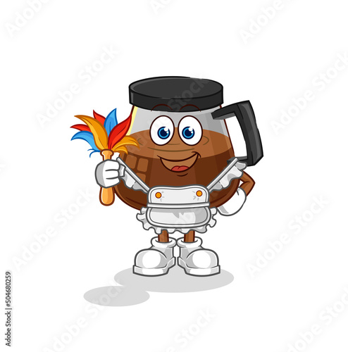 coffee machine maid mascot. cartoon vector