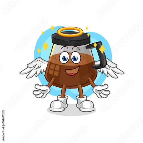 coffee machine angel with wings vector. cartoon character