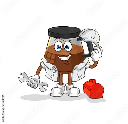 coffee machine mechanic cartoon. cartoon mascot vector