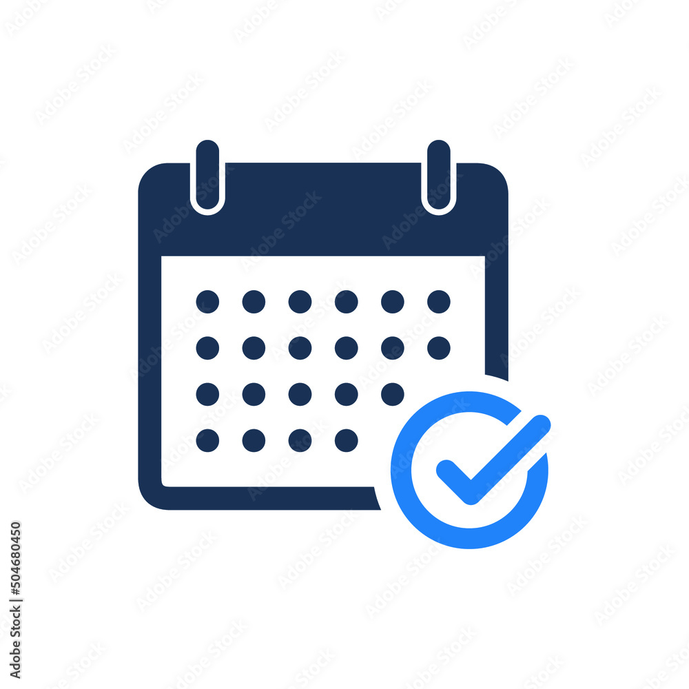 Appointment meeting icon. Calendar with checkmark, event schedule concept. Vector illustration isolated on white background. EPS 10. Appointment meeting icon. Calendar with checkmark, event schedule concept. Vector illustration isolated on white background. EPS 10.