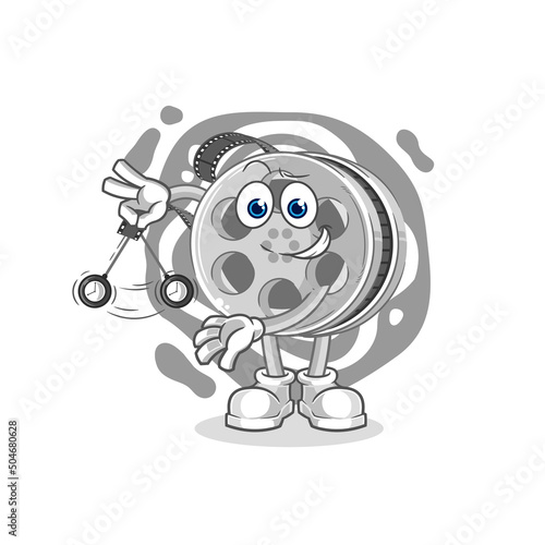 film reel hypnotizing cartoon. cartoon mascot vector