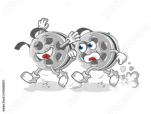 film reel play chase cartoon. cartoon mascot vector